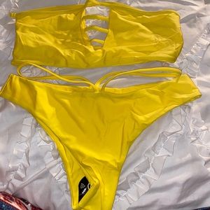 Yellow Strapless bikini